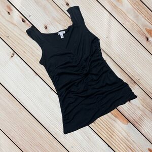 Semantiks S black ruched nylon tank